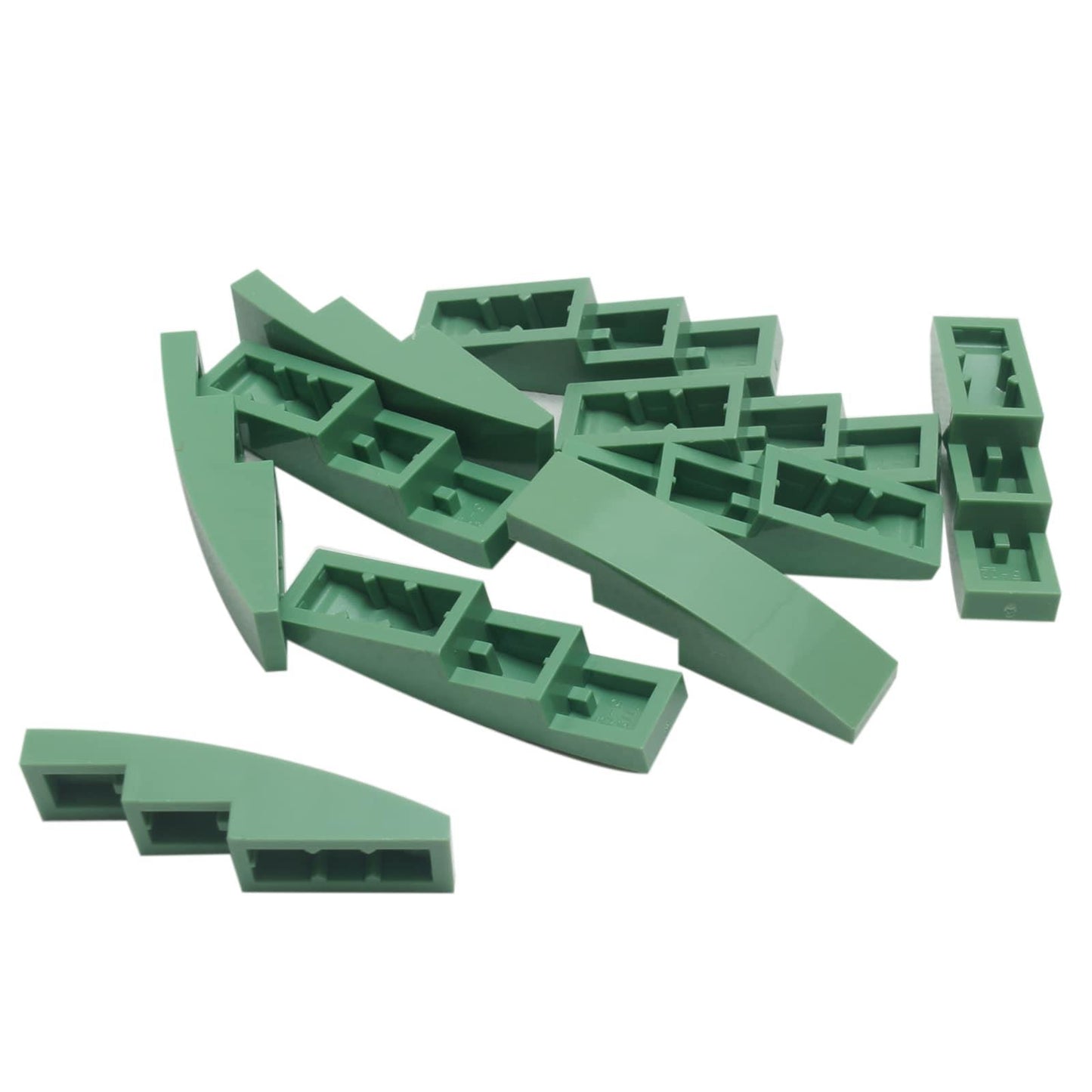 LEGO® ívelt lejtő 4 x 1 darab, sima, lekerekített felület járműformákhoz és részletes alakításokhoz, homokzöld szín
