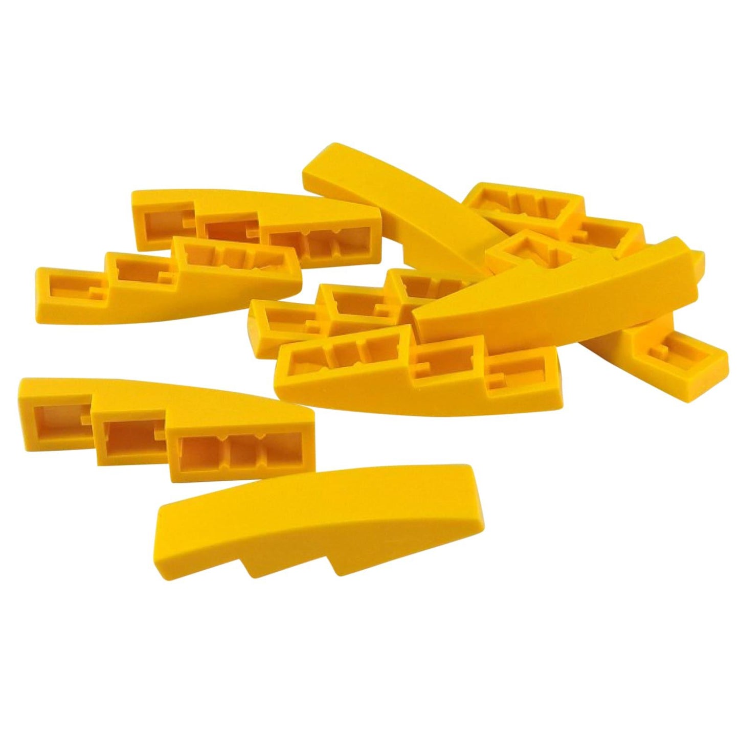 LEGO® ívelt lejtő 4 x 1 darab, sima, lekerekített felület járműformákhoz és részletes alakításokhoz, sárga szín
