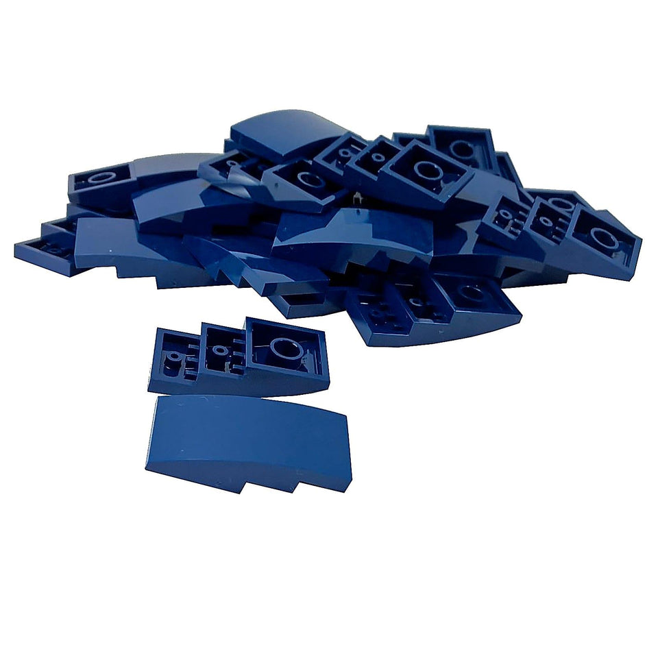 LEGO® gebogen helling 4 x 2 stuk, glad afgerond oppervlak voor voertuigcontouren en nette vormgeving, donkerblauwe kleur
