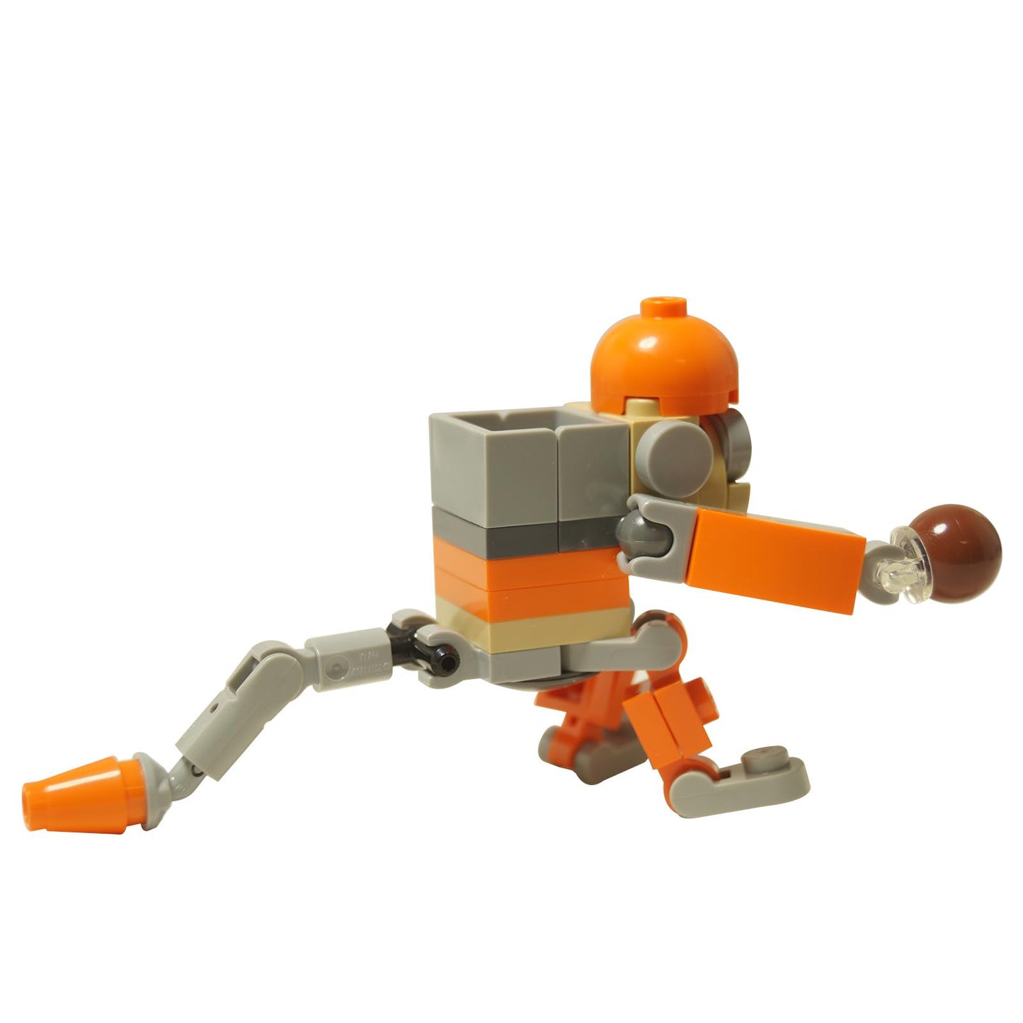 LEGO® Sonic the Hedgehog Kiki figure son014 built from orange and gray bricks with robotic arm and jet tail.

