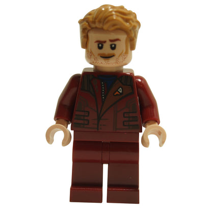 다크 레드 재킷과 다리를 착용한 LEGO 스타로드 미니피겨 sh0834