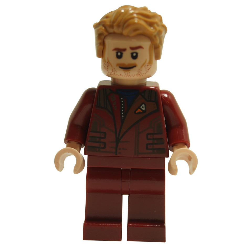 다크 레드 재킷과 다리를 착용한 LEGO 스타로드 미니피겨 sh0834