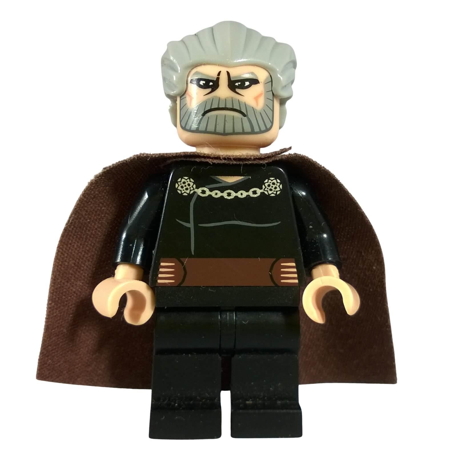 LEGO Star Wars Count Dooku minifigure sw0224 with reddish brown cape and grey hair