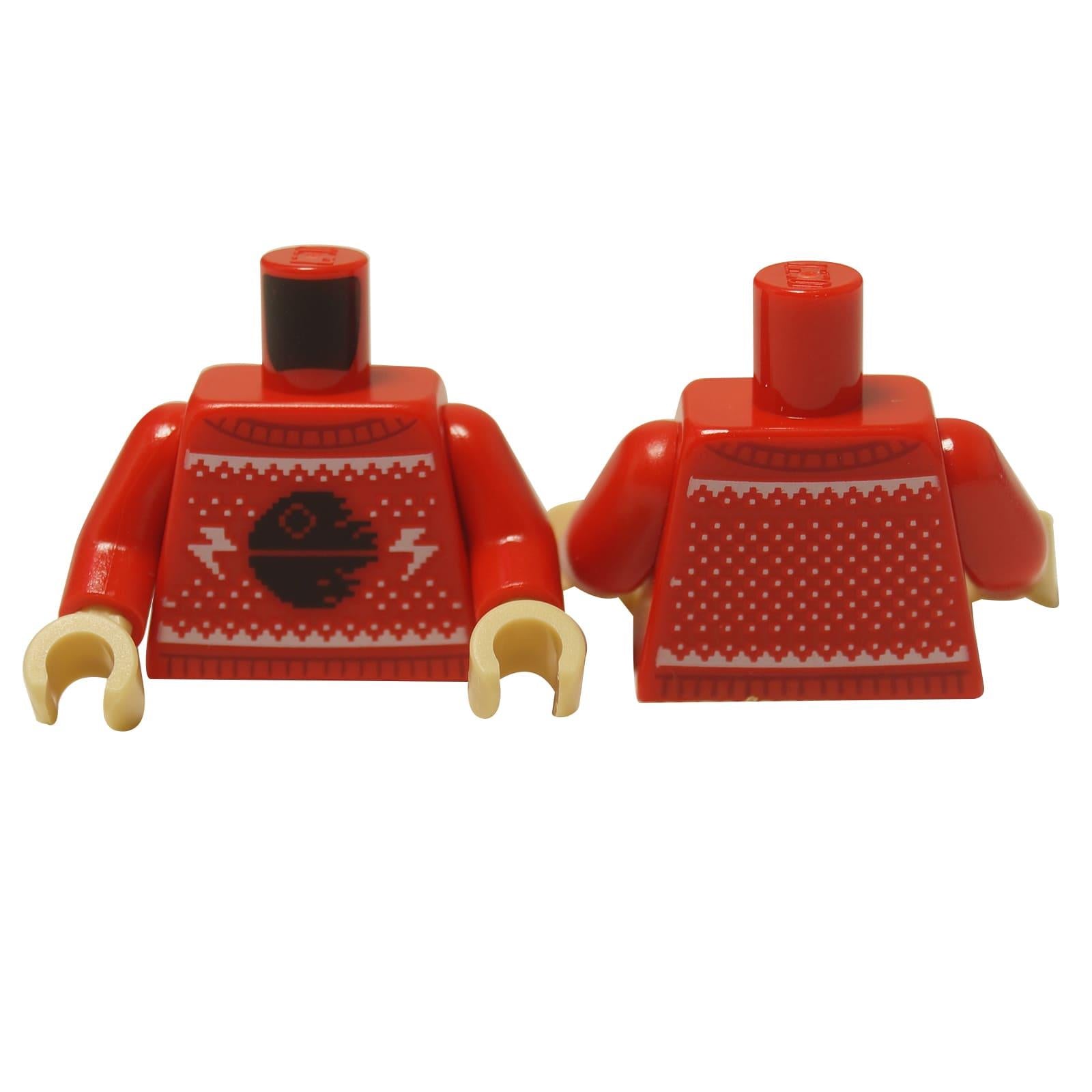 LEGO® Star Wars holiday sweater torso (973pb5413c01) in red, featuring a Death Star II knit pattern.