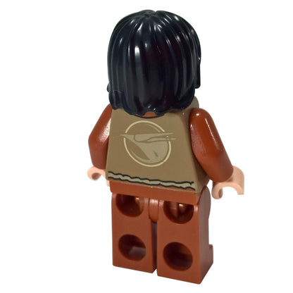 LEGO® Star Wars Rebels Ezra Bridger sw0574 minifigure with black tousled hair, Dark Tan vest and printed Dark Orange legs - backside