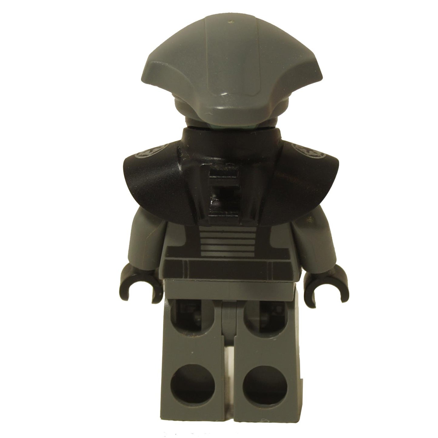 LEGO® Star Wars Fifth Brother minifigure (sw0747) in dark bluish gray uniform with black shoulder armor, back view.