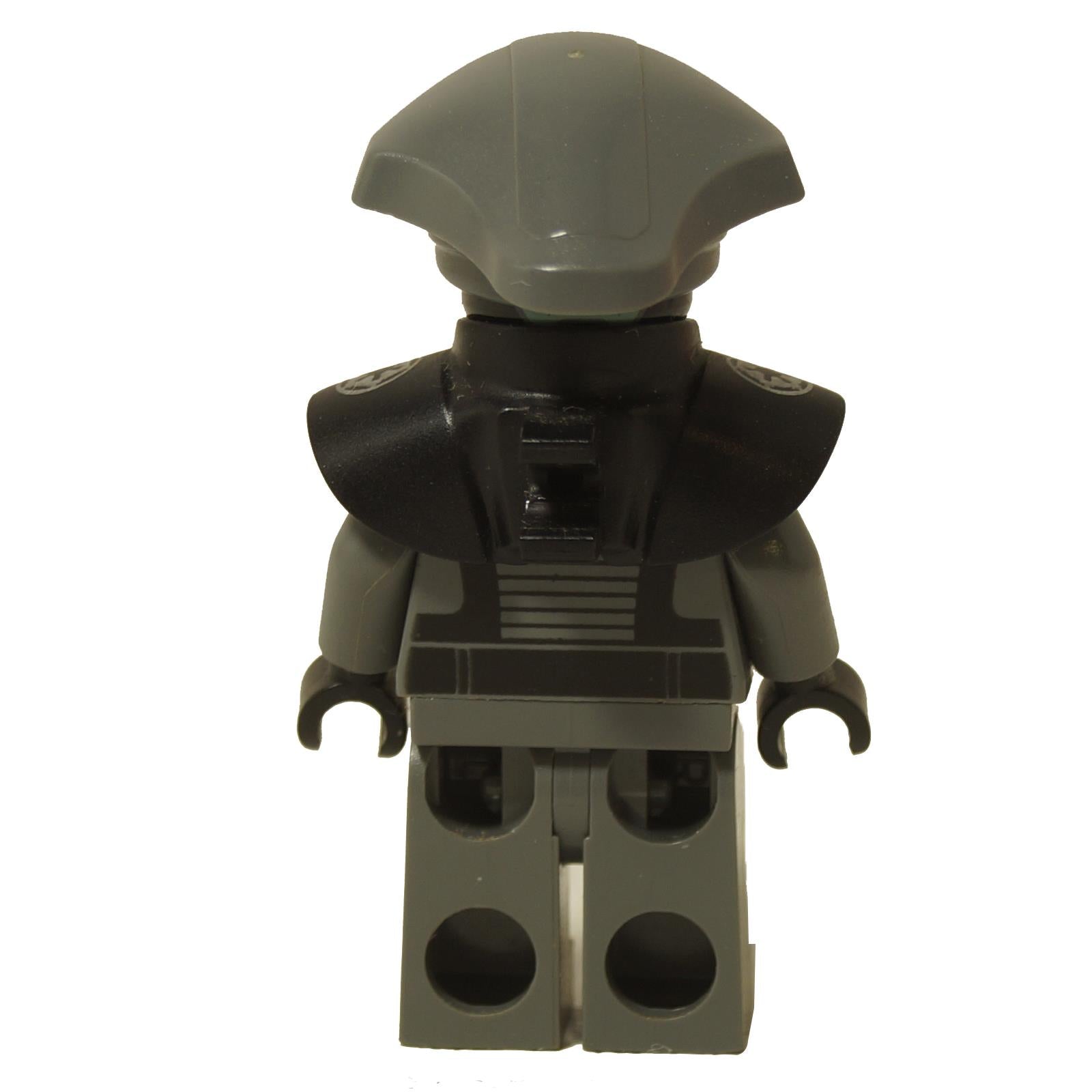 LEGO® Star Wars Fifth Brother minifigure (sw0747) in dark bluish gray uniform with black shoulder armor, back view.