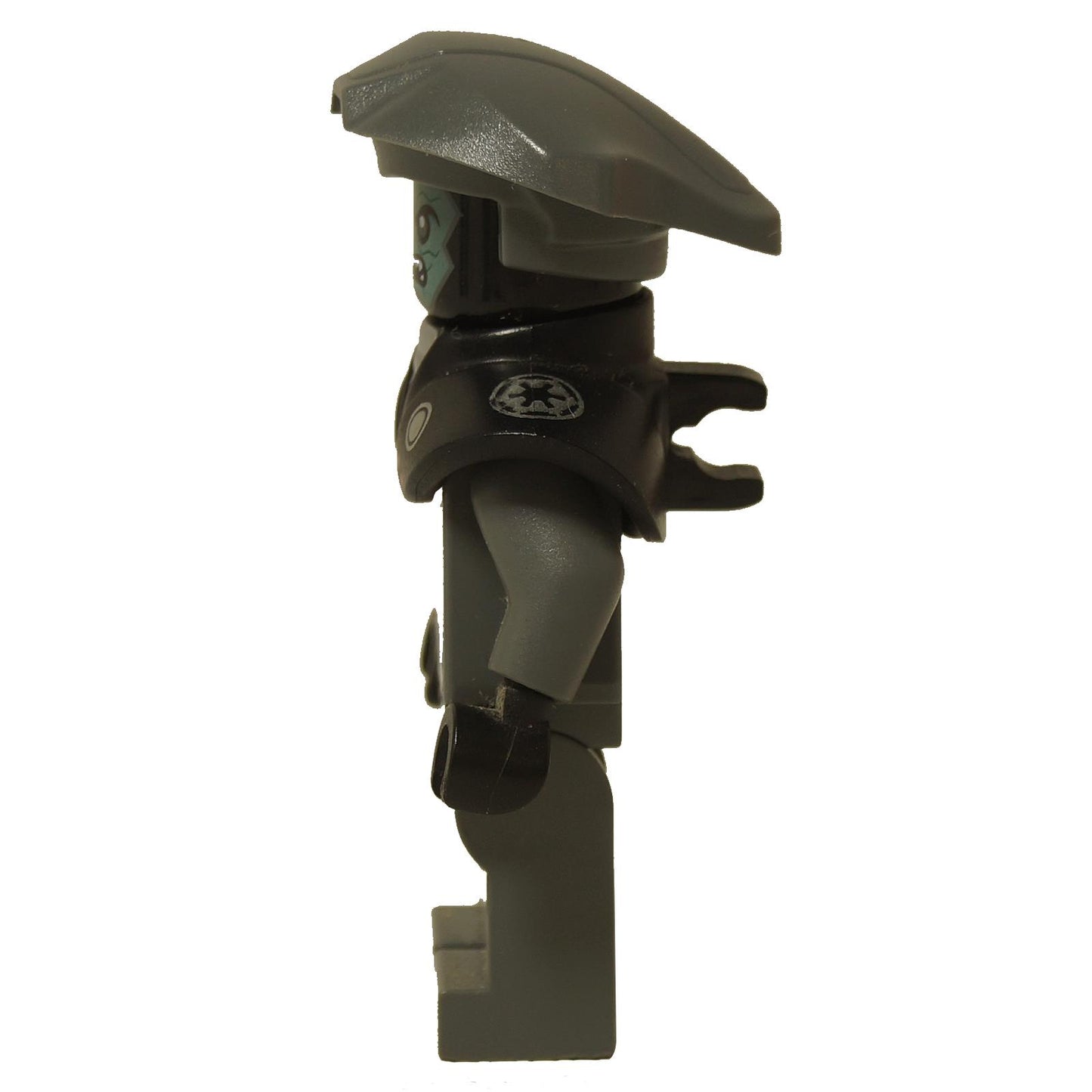 LEGO® Star Wars Fifth Brother minifigure (sw0747) showing side profile with printed Imperial emblem and armor details.
