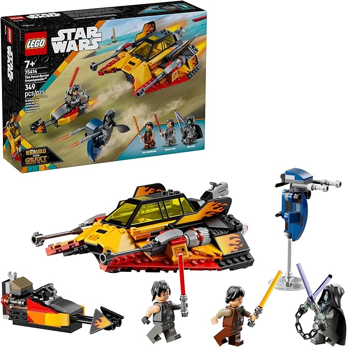 LEGO Star Wars Force Burner Snowspeeder 75414 with flame design and speeder bike