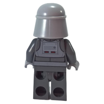 Back view of LEGO® Star Wars Imperial Combat Driver Minifigure (sw0702) with gray helmet and printed armor.
