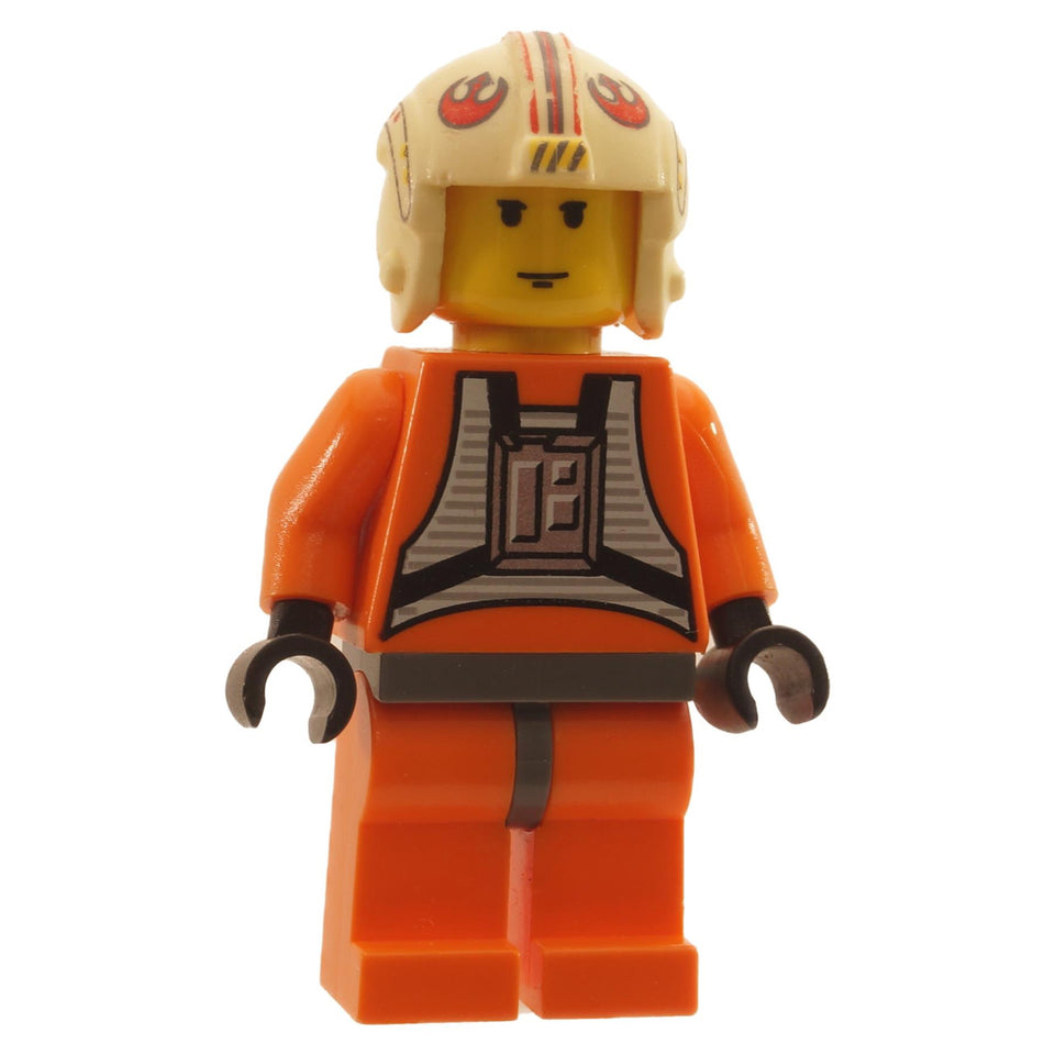 LEGO Luke Skywalker Pilot minifigure sw0019a with dark bluish gray hips.