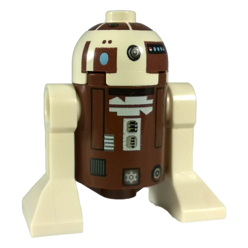 LEGO® Star Wars R7-D4 sw0119 astromech droid with White printed dome, Reddish Brown cylindrical body and two White legs