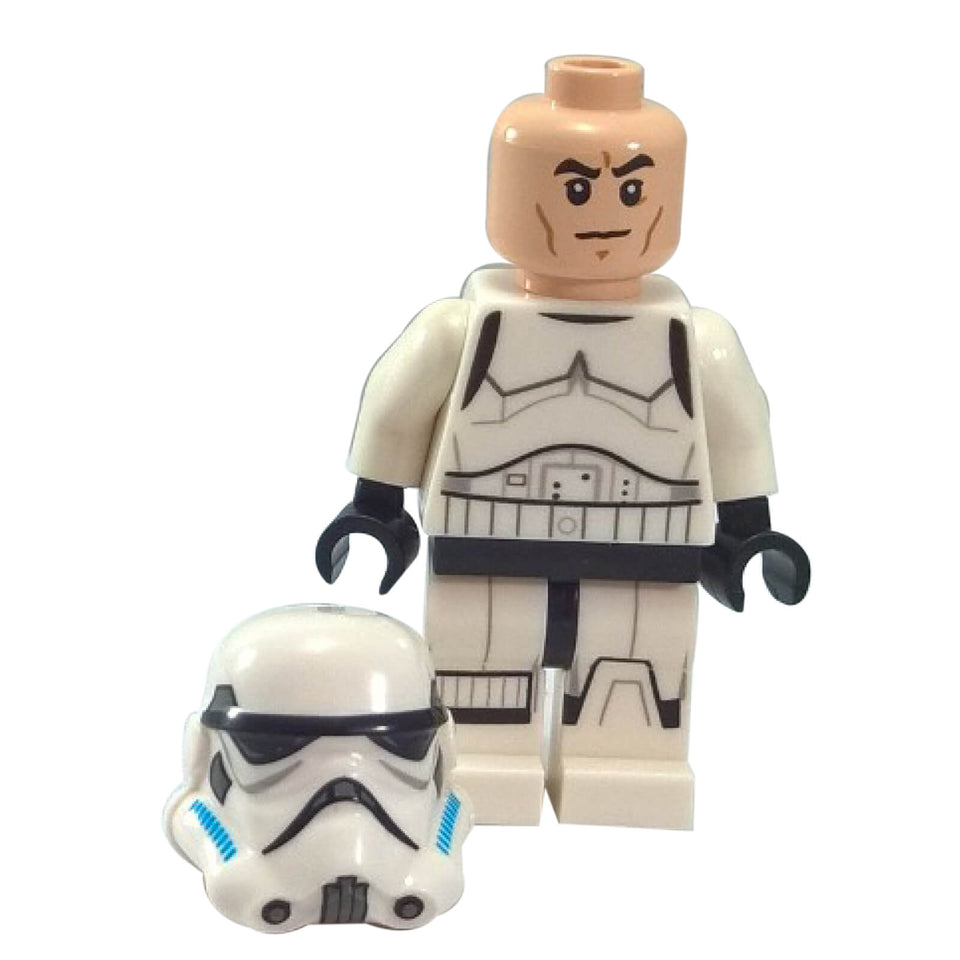 LEGO Star Wars Rebels Stormtrooper sw0617 with printed face, white Imperial armour and detached helmet with dark azure vents