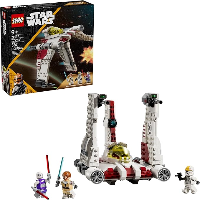 LEGO Star Wars V-19 Torrent Starfighter with adjustable wings and minifigures