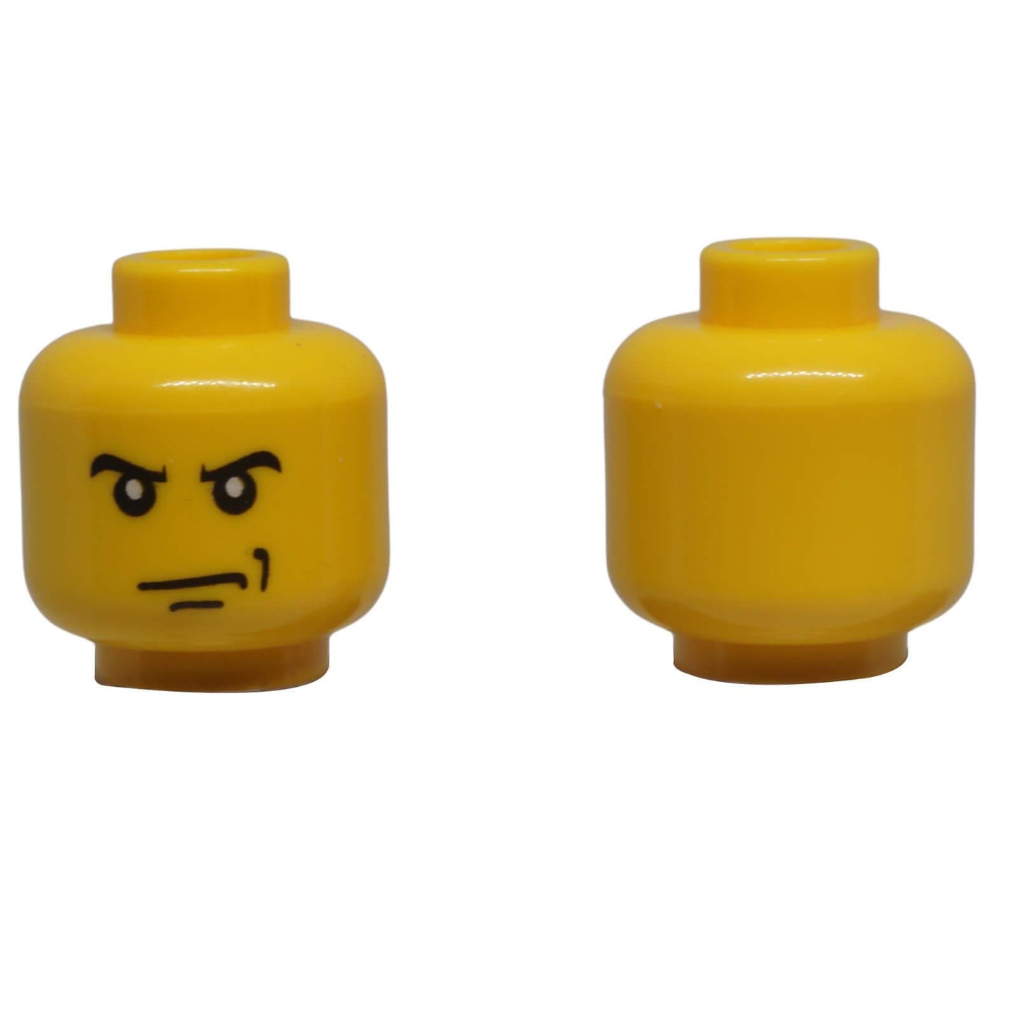 LEGO® male minifigure head 3626px302 with stern expression, focused eyes and angled eyebrows
