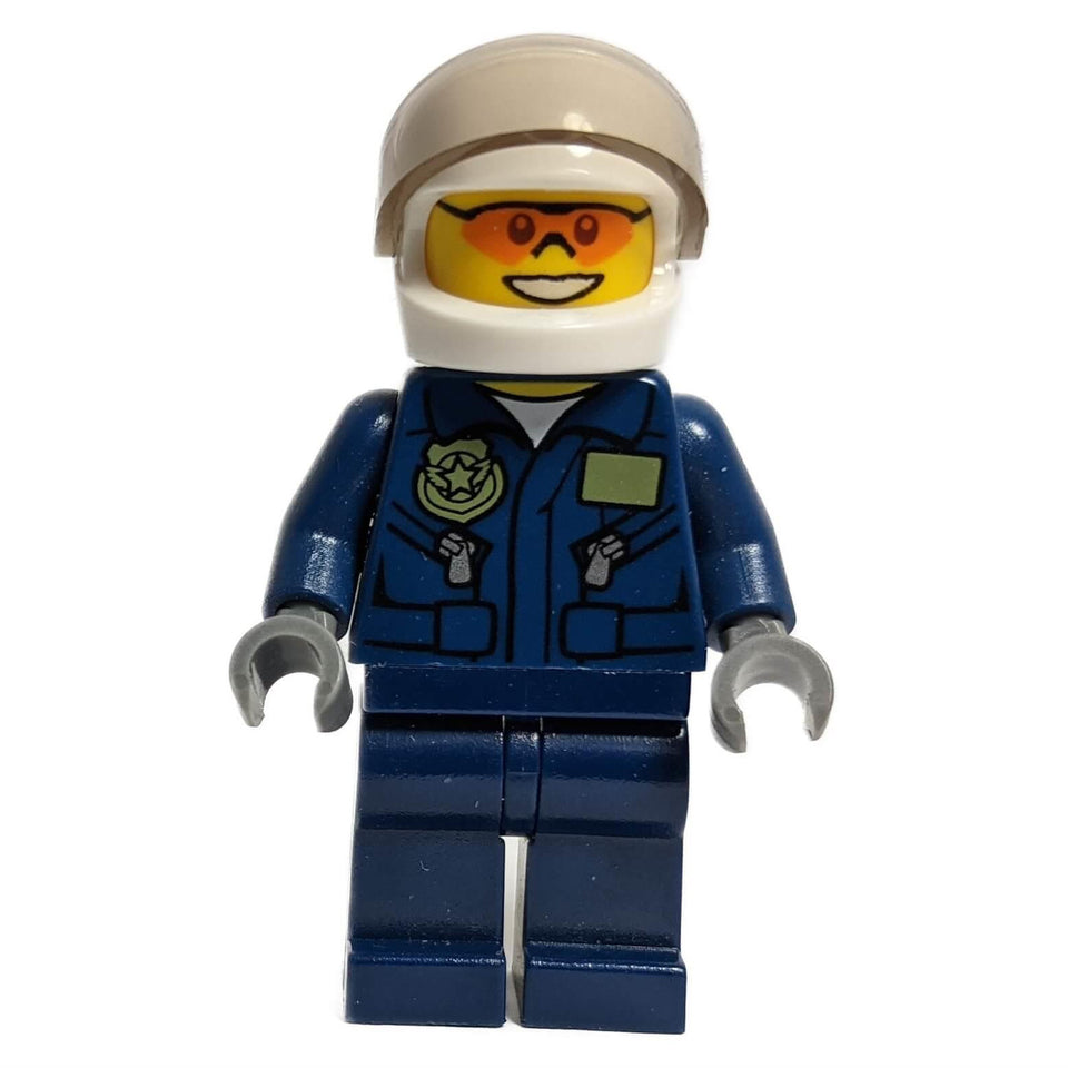LEGO Swamp Police Helicopter Pilot cty535 with helmet and orange goggles.