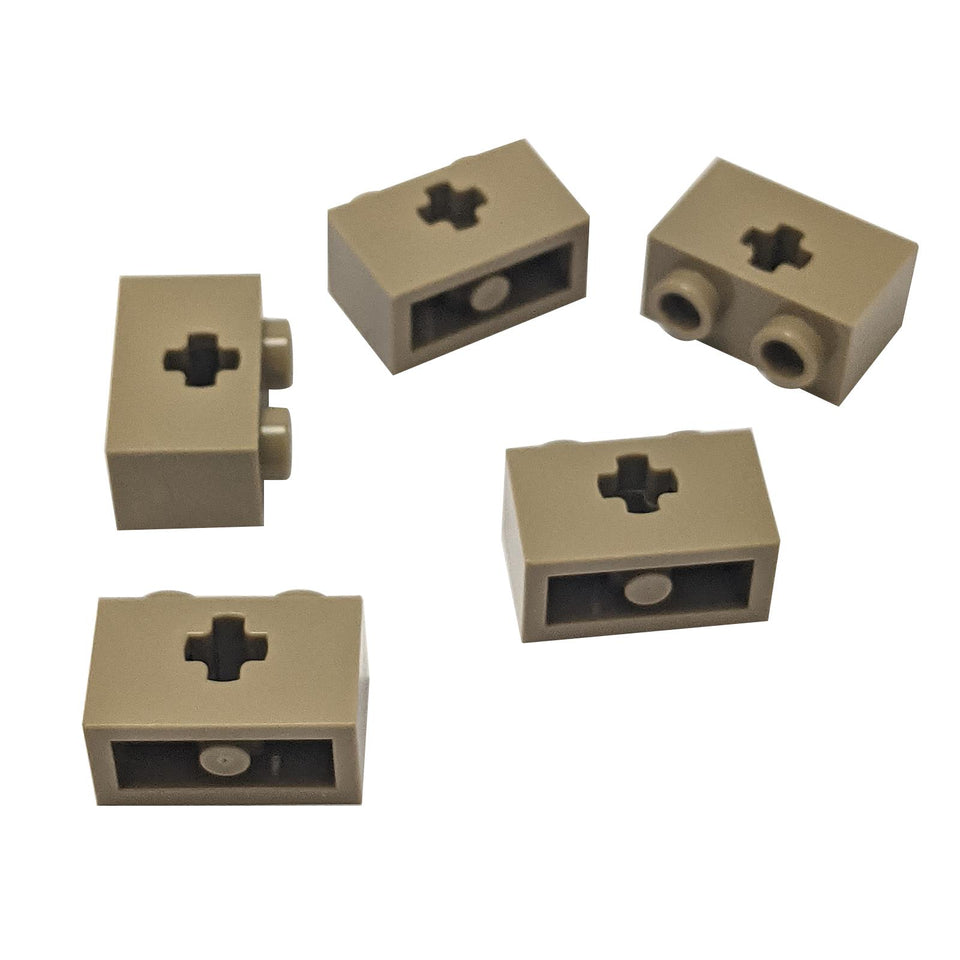 Dark Tan LEGO Technic 32064 brick 1 x 2 with Technic axle hole
