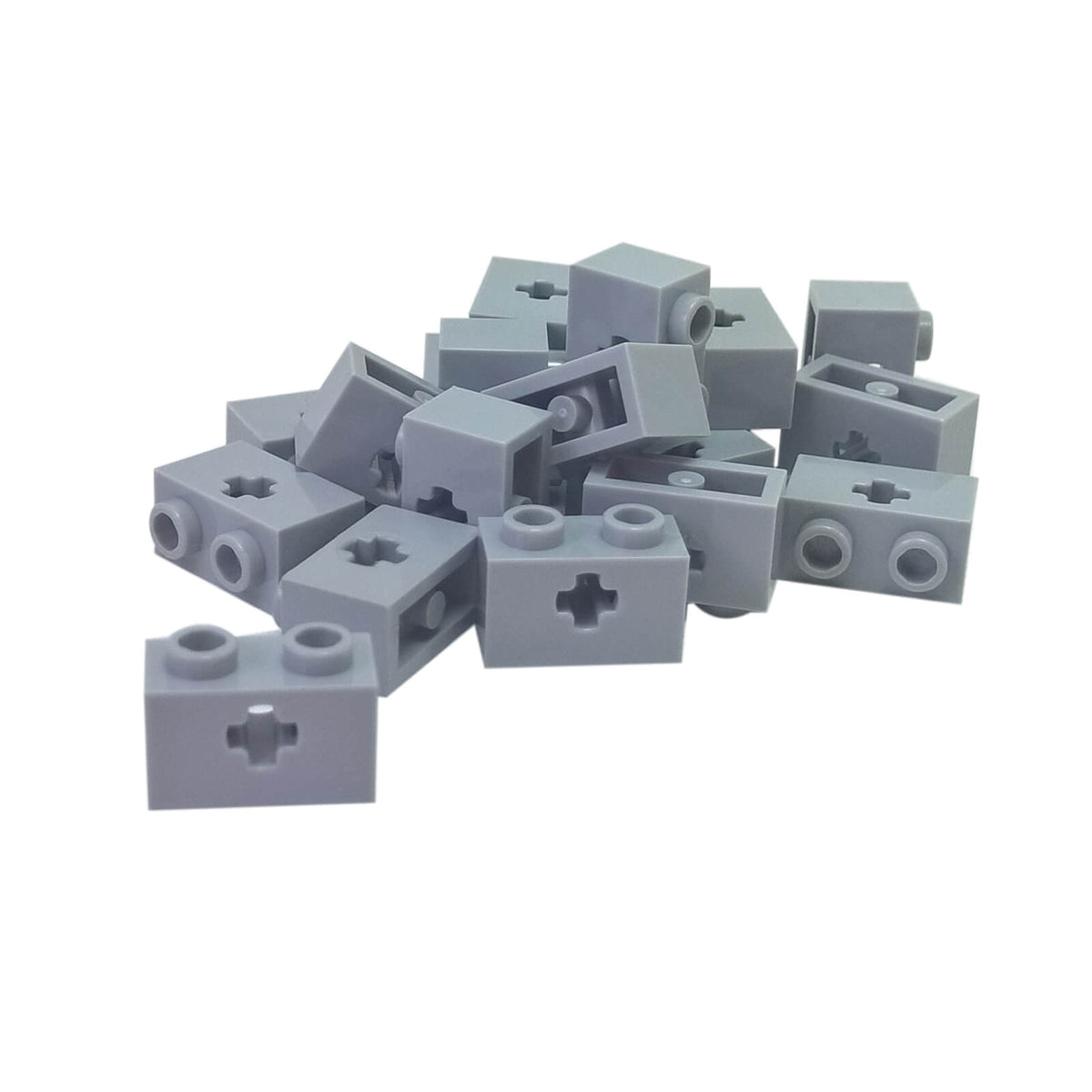 Light Bluish Gray LEGO Technic 32064 brick 1 x 2 with axle hole