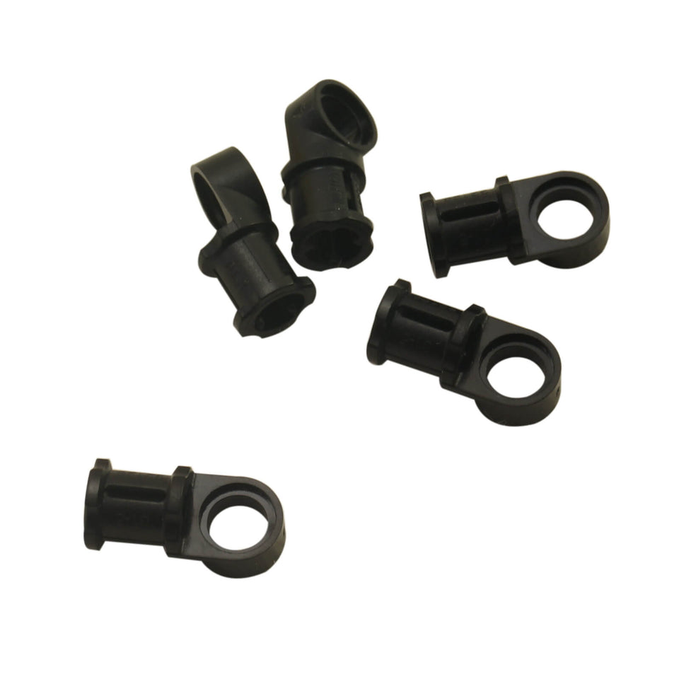 LEGO Technic axle and pin connector toggle joint smooth part 44 in black, showing cylindrical connector design