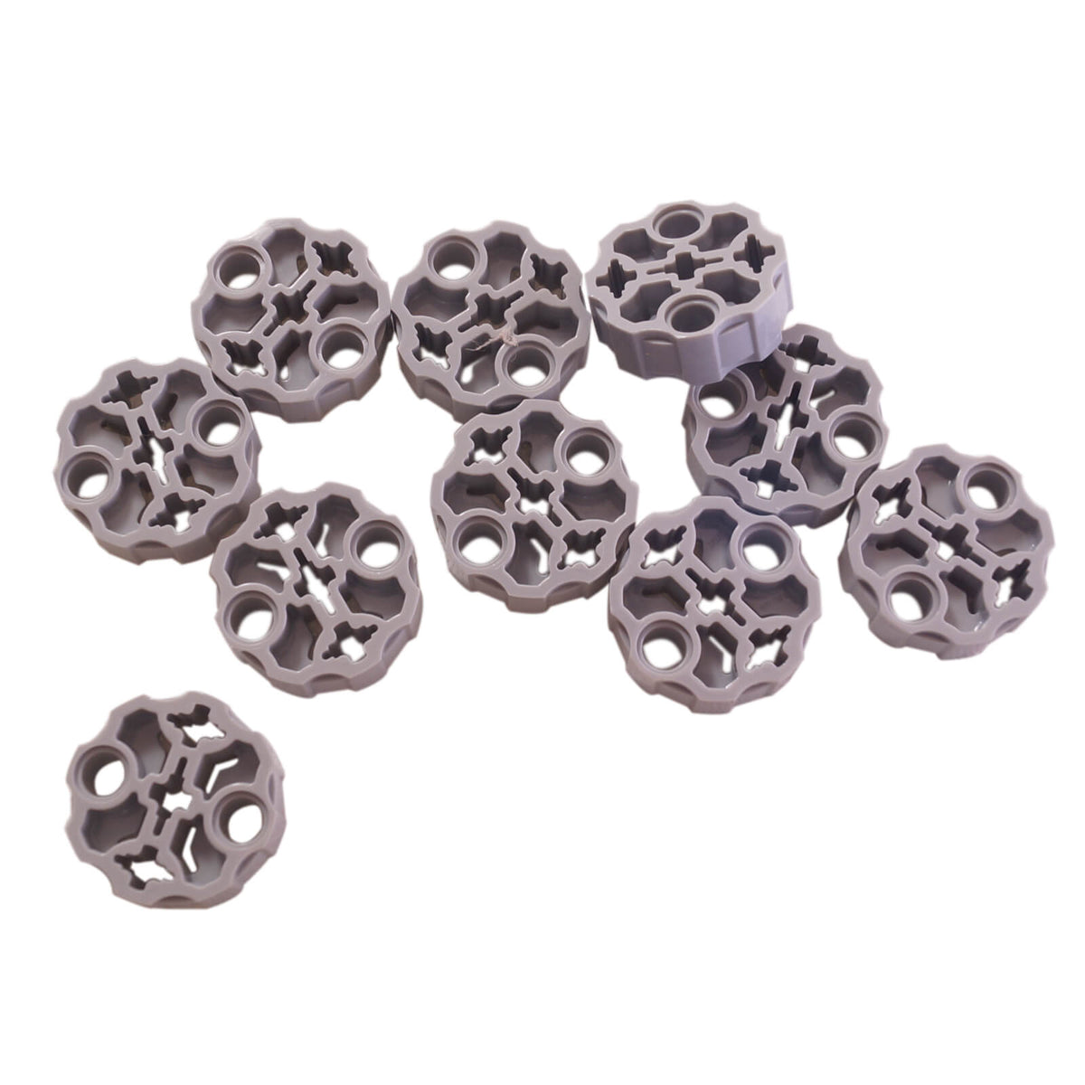 Light Bluish Grey LEGO Technic 98585 round connector with 2 pin holes and 3 axle holes