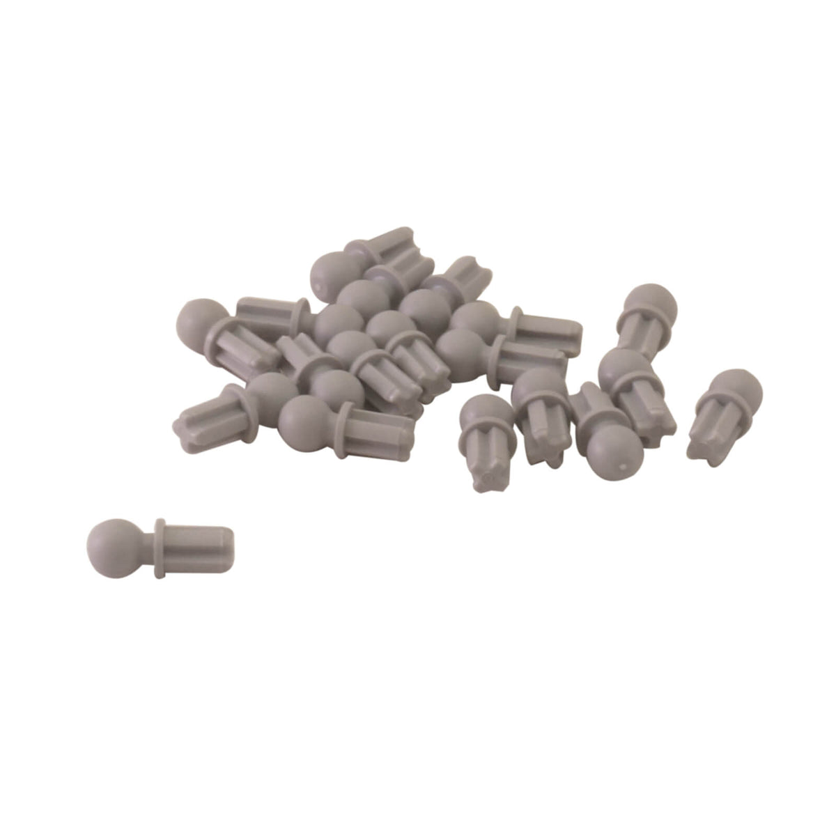 LEGO Technic Axle 1L with Tow Ball 2736 in Light Bluish Gray, group of 20 connectors with rounded ball ends