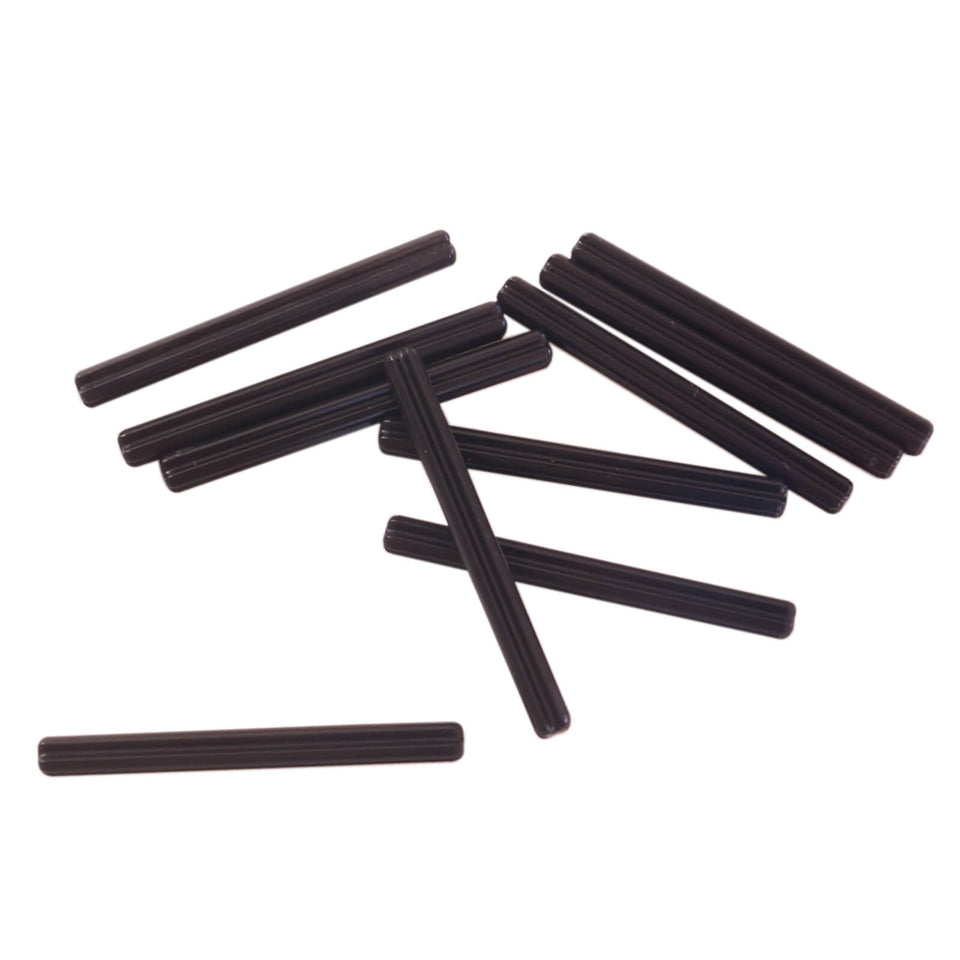 10 black LEGO Technic Axle 6L pieces, part 3706, arranged on a white background