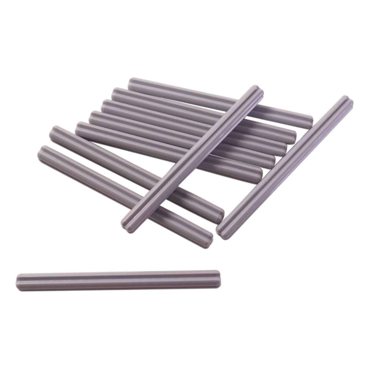 10 light bluish gray LEGO Technic Axle 7L pieces, part 44294, on a white background