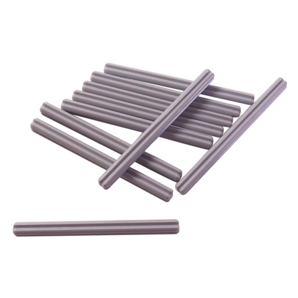 10 light bluish gray LEGO Technic Axle 7L pieces, part 44294, on a white background