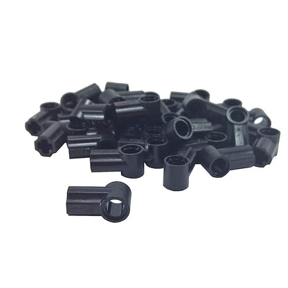 LEGO® Technic Axle and Pin Connector Angled #1 in black, used for angled Technic connections and structural builds
