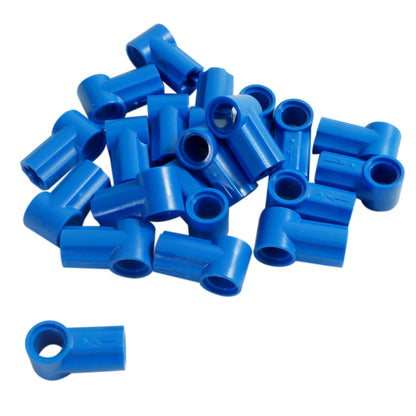 LEGO® Technic Axle and Pin Connector Angled #1 in blue, used for angled Technic connections and structural builds
