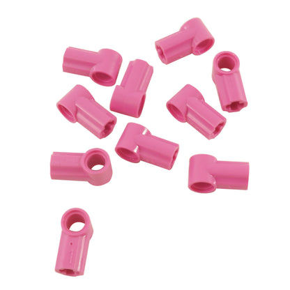 LEGO® Technic Axle and Pin Connector Angled #1 in bright pink, used for angled Technic connections and structural builds
