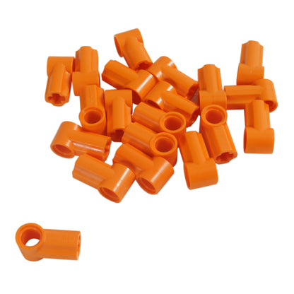 LEGO® Technic Axle and Pin Connector Angled #1 in orange, used for angled Technic connections and structural builds
