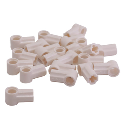 LEGO® Technic Axle and Pin Connector Angled #1 in white, used for angled Technic connections and structural builds
