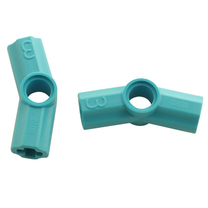 LEGO® Connettore angolare #3 per assi e perni Technic con piega di 157,5 gradi, utilizzato per connessioni offset e strutturali, colore azzurro medio
