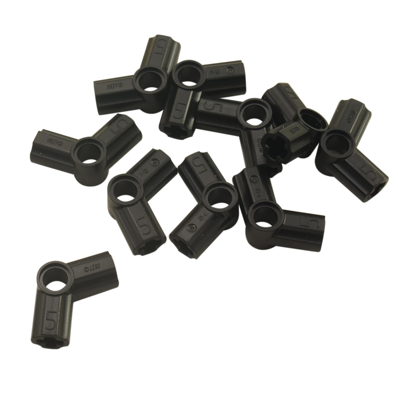 LEGO® Technic axle and pin connector angled #5 at 112.5 degrees in black for precise angled structures.
