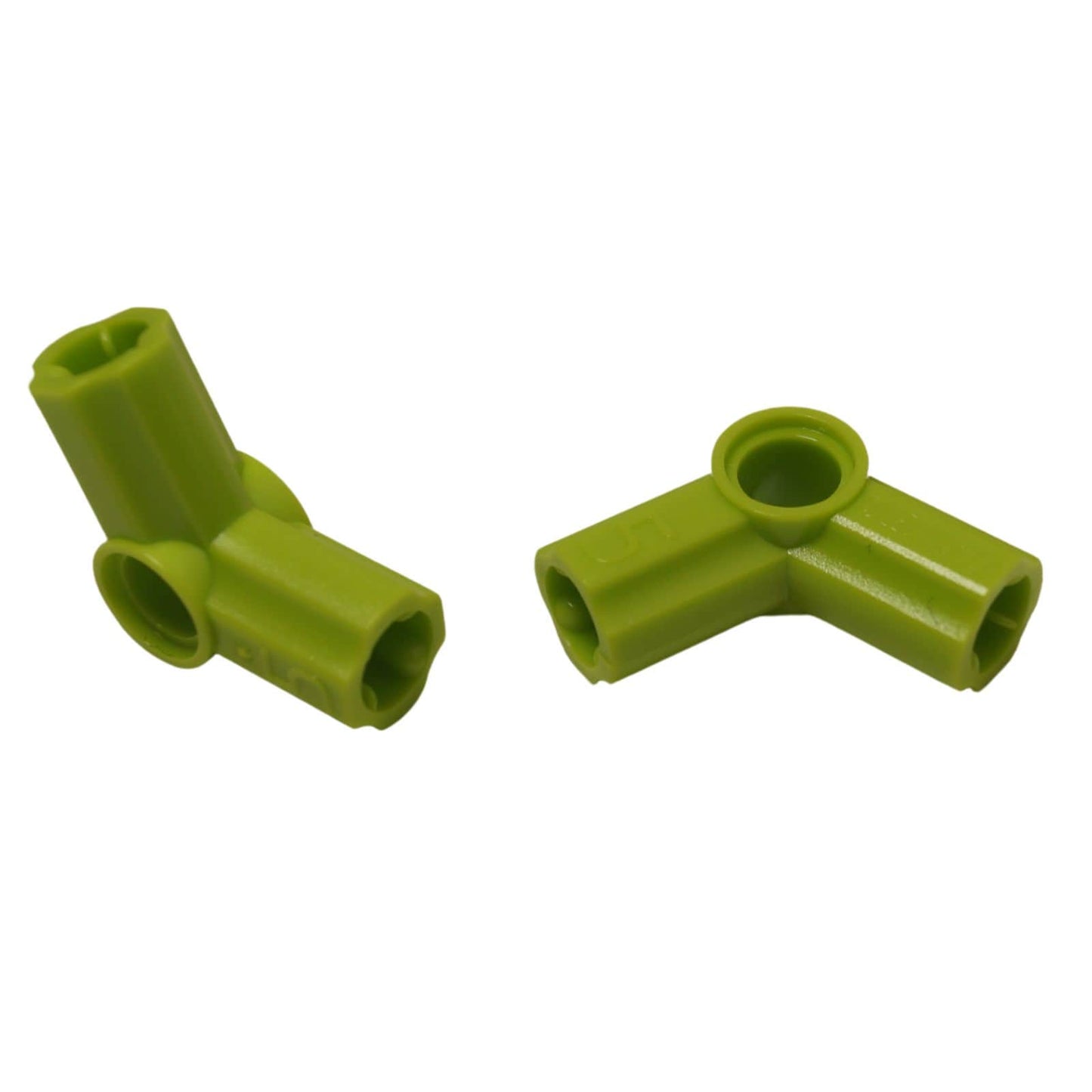 LEGO® Technic axle and pin connector angled #5 at 112.5 degrees in lime for precise angled structures.
