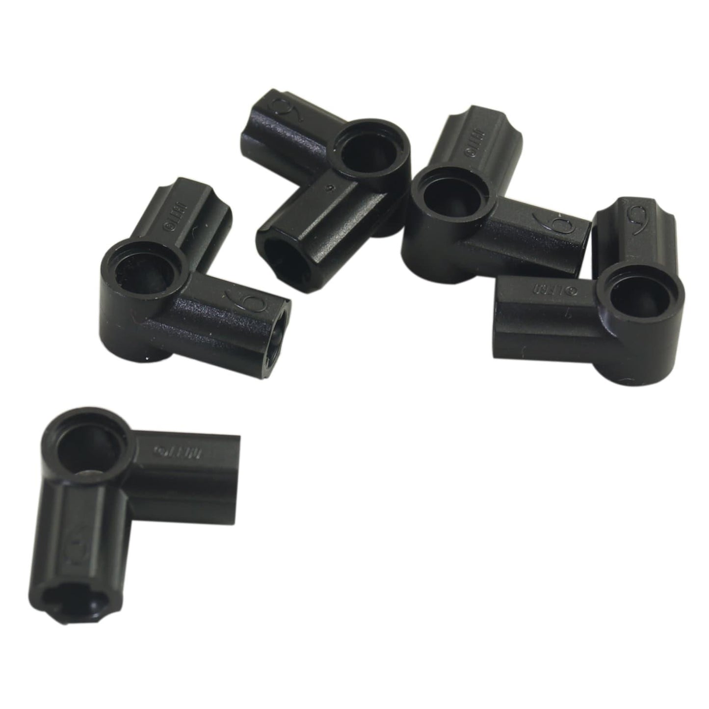 LEGO® Conector de eje y pin Technic en ángulo #6 con doblez de 90 grados, utilizado para conexiones rígidas en ángulo recto, color negro
