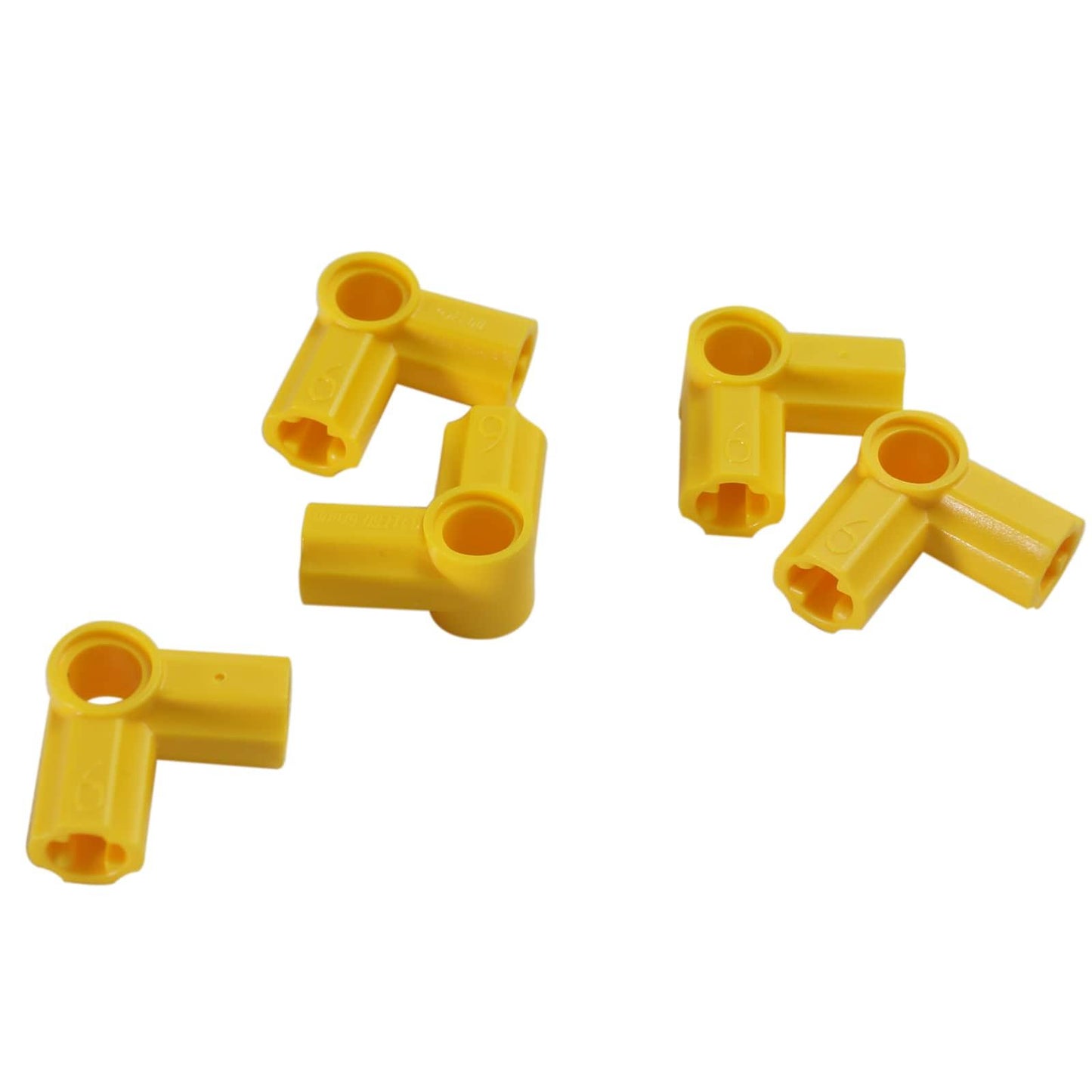 LEGO® Conector de eje y pin Technic en ángulo #6 con doblez de 90 grados, utilizado para conexiones rígidas en ángulo recto, color amarillo
