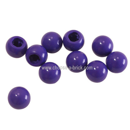 LEGO® Technic Ball Joint part (32474) in light bluish gray, featuring a Technic pin on one end and a 10mm ball on the other in dark purple