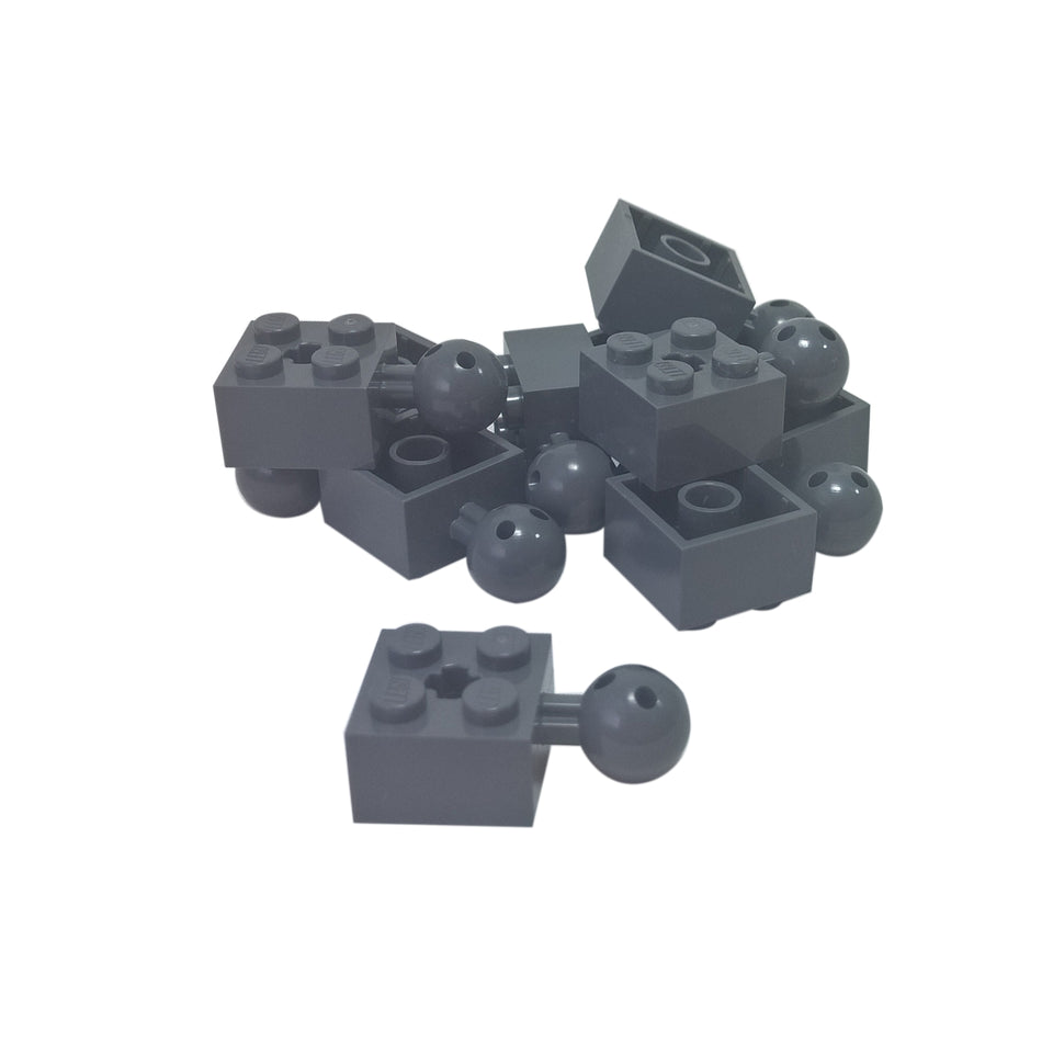 LEGO Technic ball joint brick 2x2 with axle hole part 57909b dark bluish gray