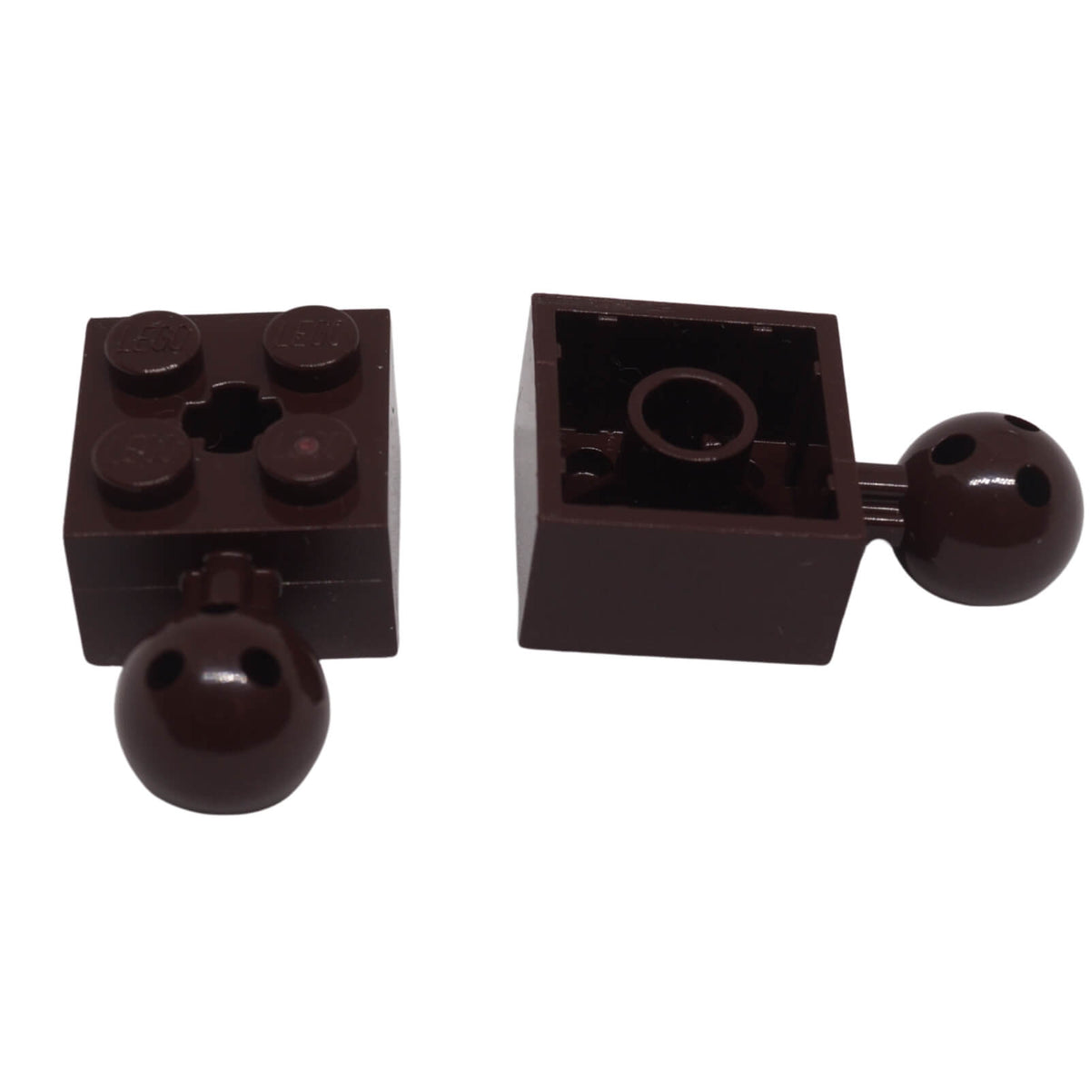 LEGO Technic ball joint brick 2x2 with axle hole part 57909b dark brown