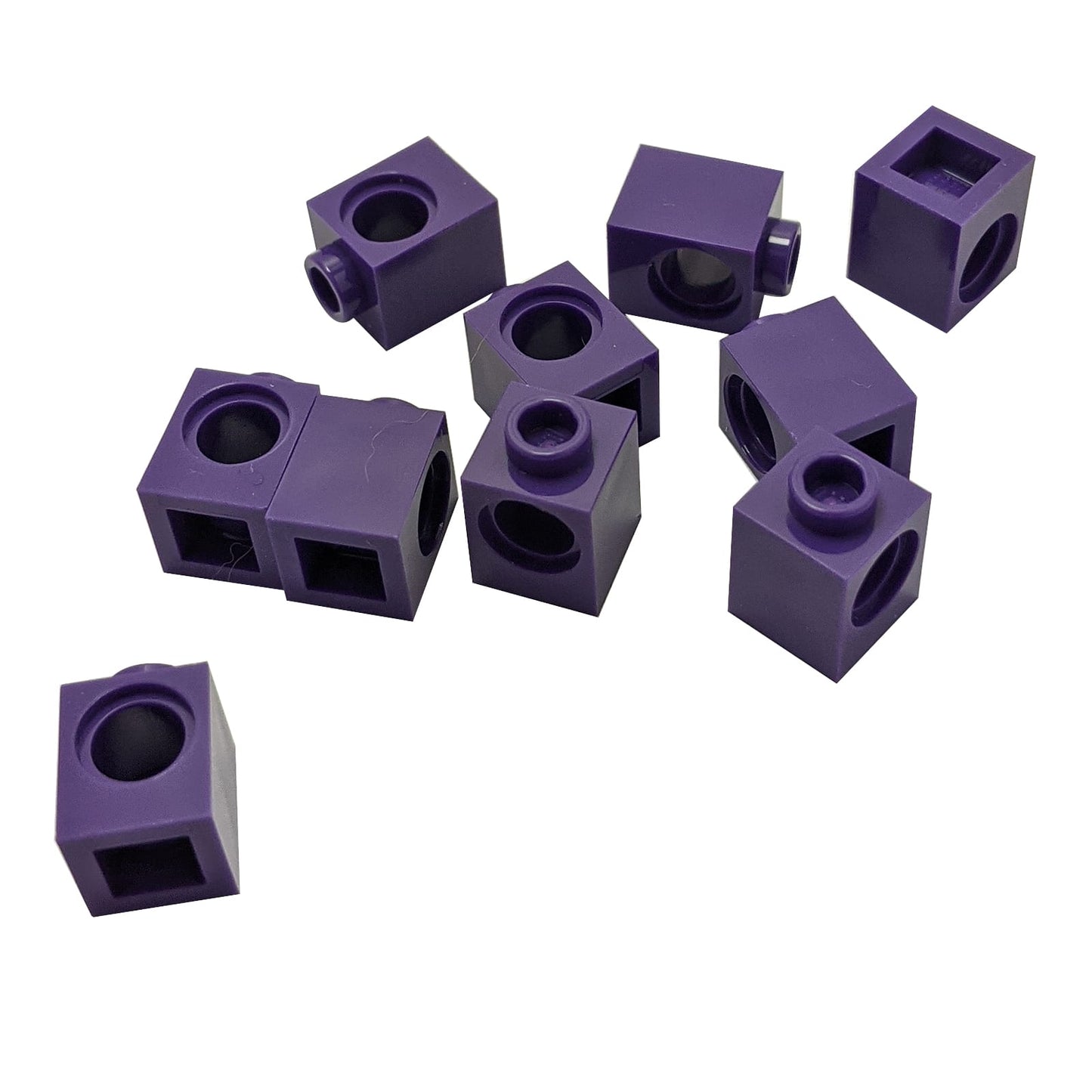 LEGO® Technic brick 1 x 1 with round hole for axle or pin connections, dark purple color
