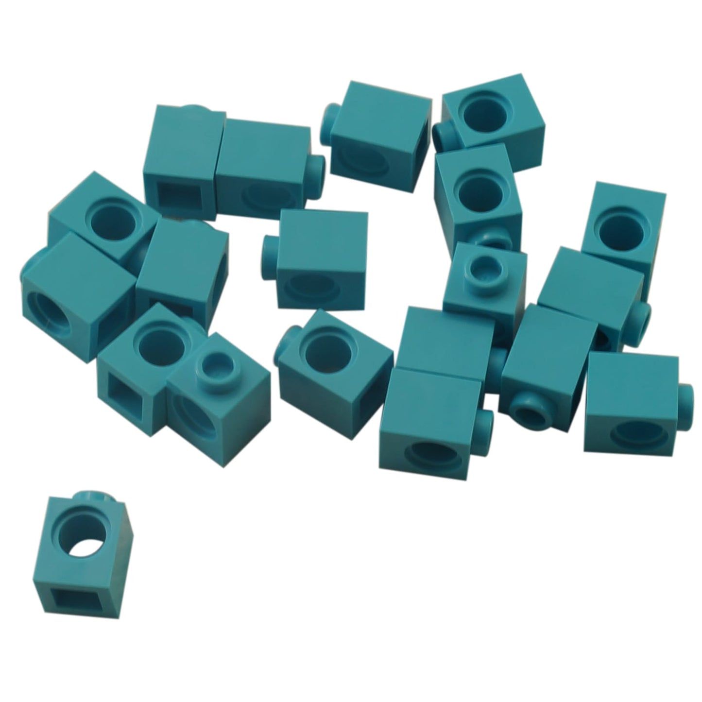 LEGO® Technic brick 1 x 1 with round hole for axle or pin connections, medium azure color
