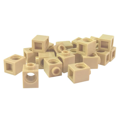 LEGO® Technic brick 1 x 1 with round hole for axle or pin connections, tan color

