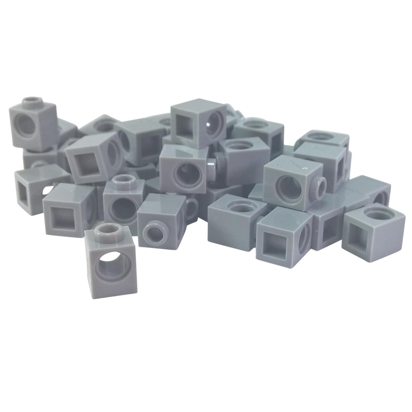 LEGO® Technic brick 1 x 1 with round hole for axle or pin connections, light bluish gray color
