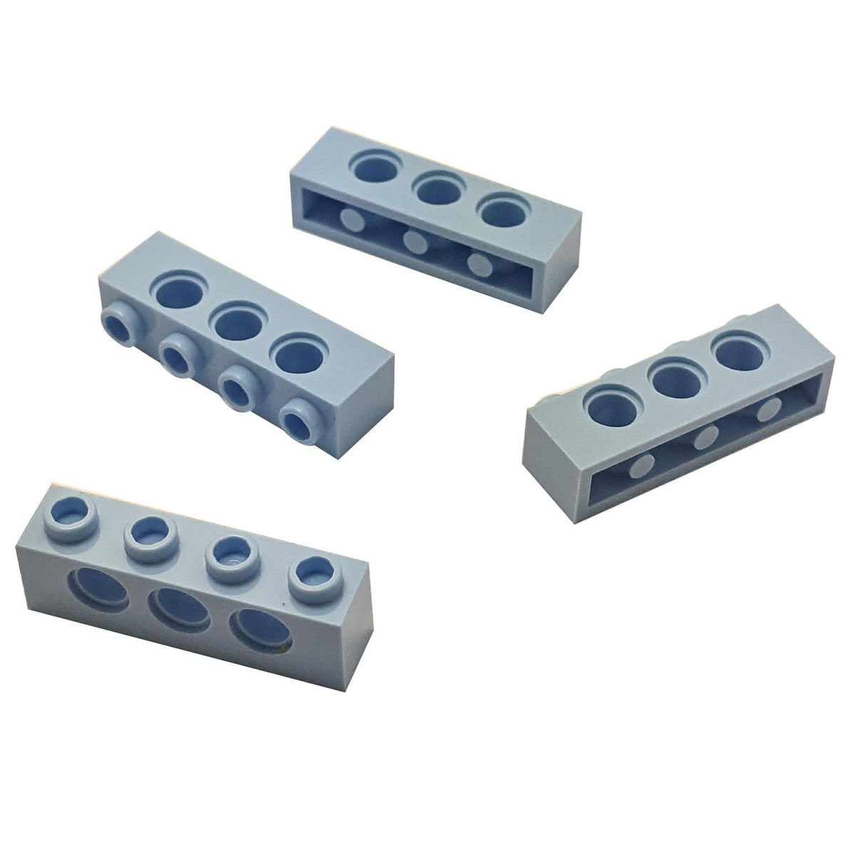 Bright Light Blue LEGO Technic 1x4 brick 3701 with three side holes and four hollow studs