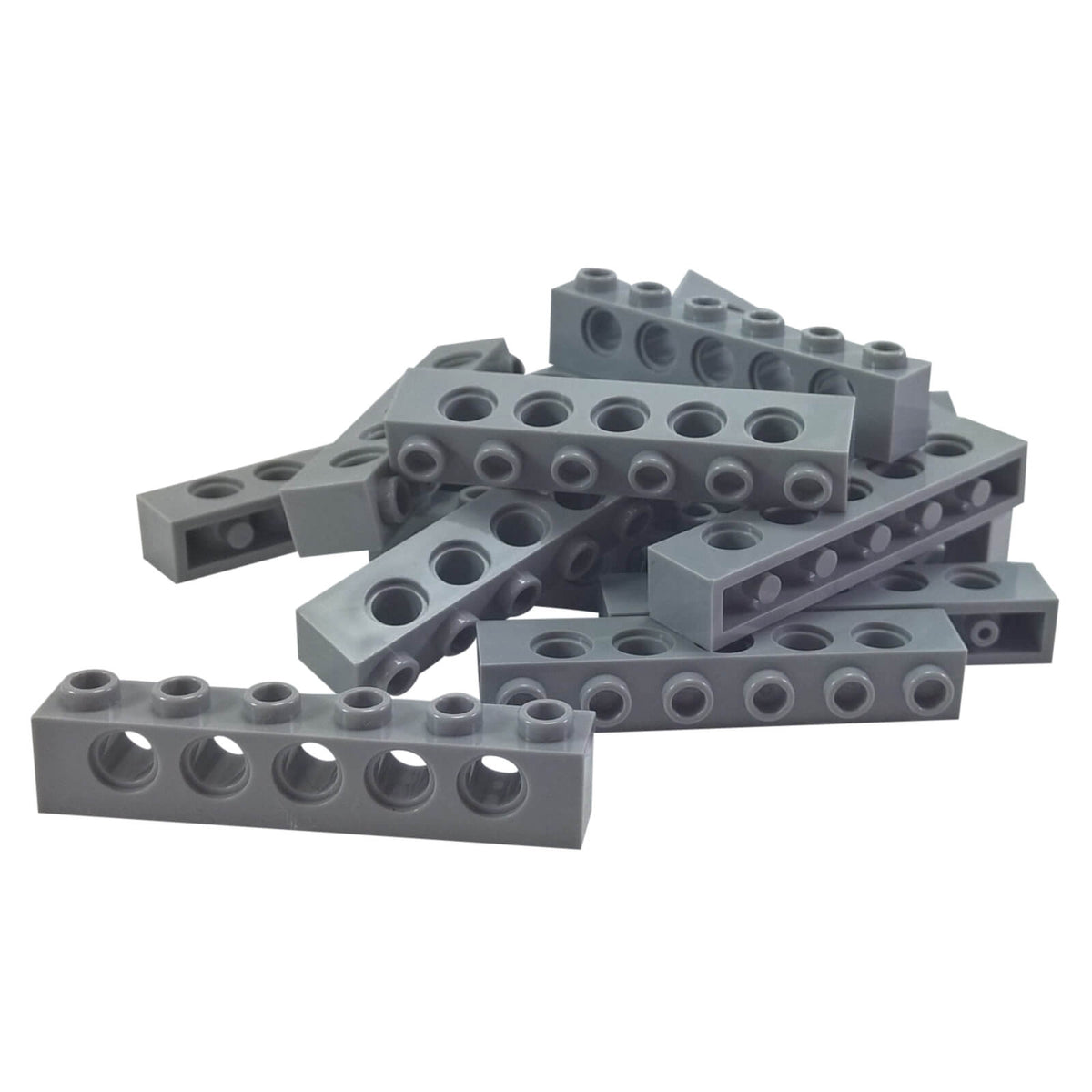 Lot of 15 light bluish gray LEGO Technic bricks 1x6 with five holes, part 3894