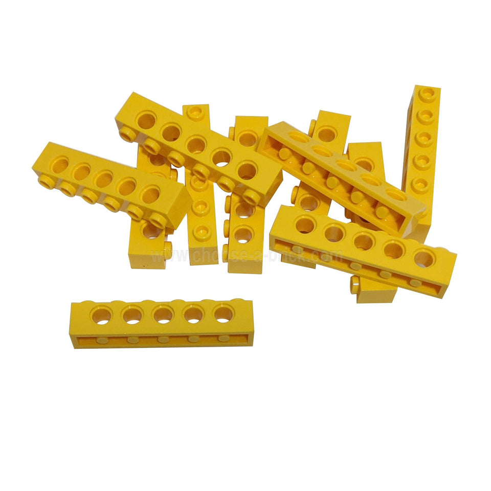 10 yellow LEGO Technic bricks 1x6 part 3894 with five circular side holes