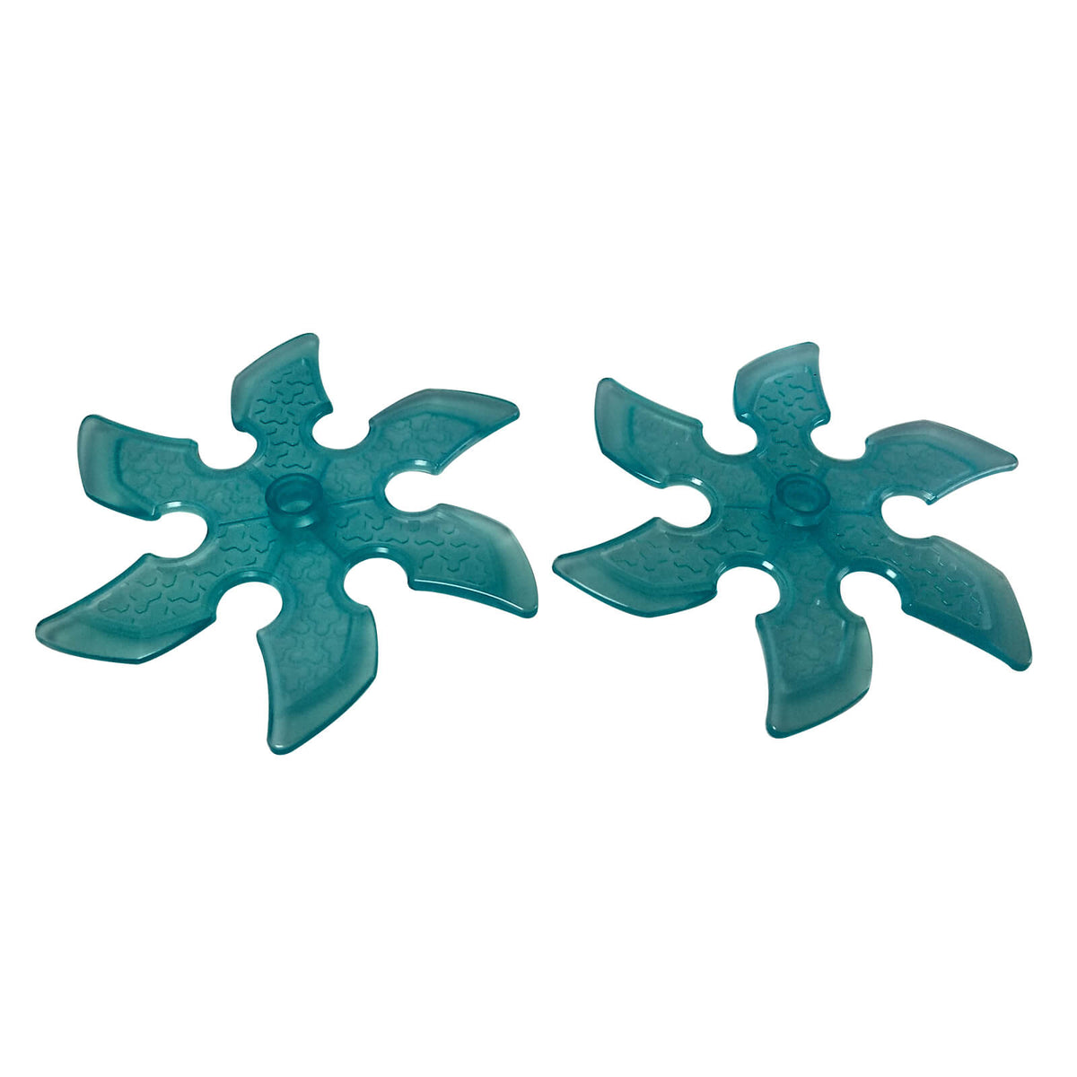 LEGO Technic Large Shuriken 41125 in Trans-Light Blue showing six curved blades and textured surface detailing