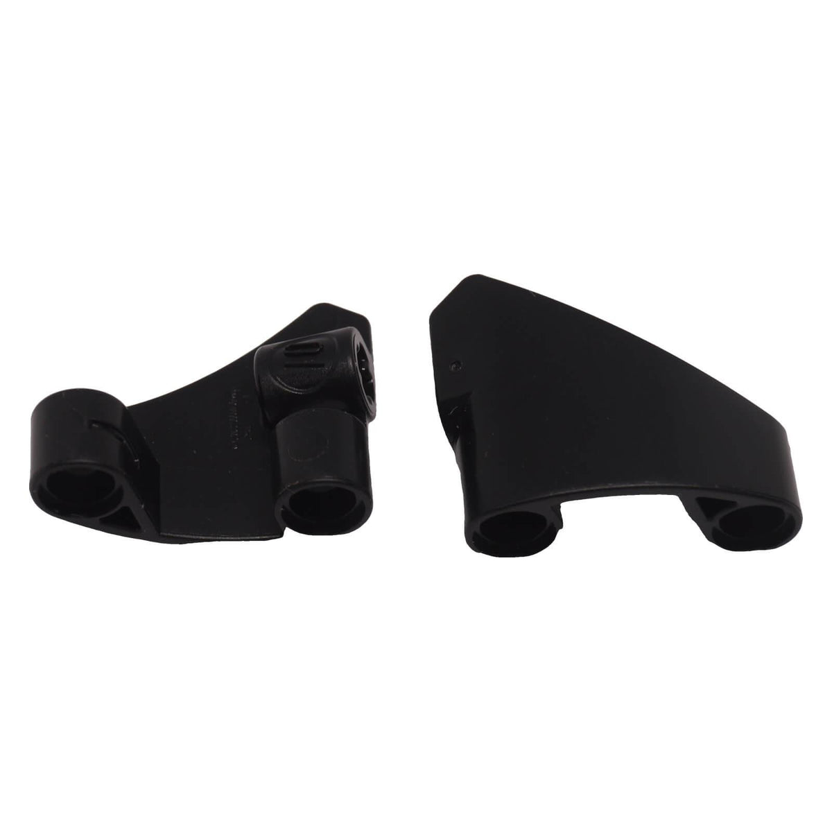Black LEGO Technic Curved Panel #10 3 x 3 Tapered Right 2403 shown from two angles